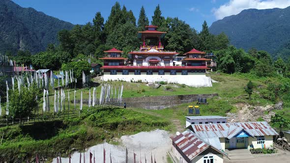 Yuksom village in Sikkim state in India seen from the sky