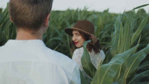 Loving Couple in the Corn Field