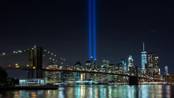 Brooklyn Bridge New York City and September 11th Tribute