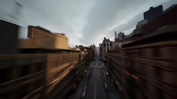 Aerial Hyperlapse View Above Traffic of Big City