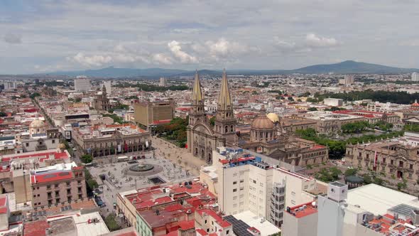 North East Side View Of Guadalajara Cathedral And Main Square With A View Of City In Jalisco, Mexico