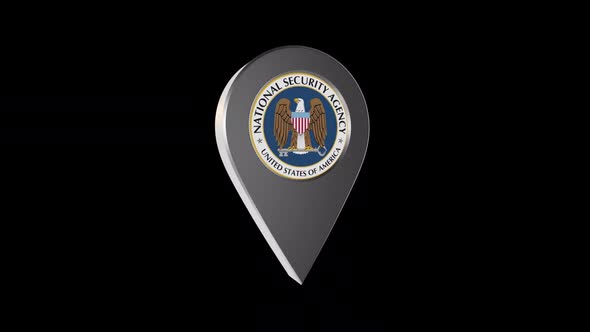 3D Rotating National Security Agency Of Usa Location Pin Icon Animation With Alpha Channel 2K