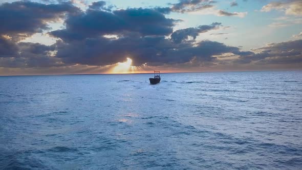 Flight Over the Sea and Ship Aground