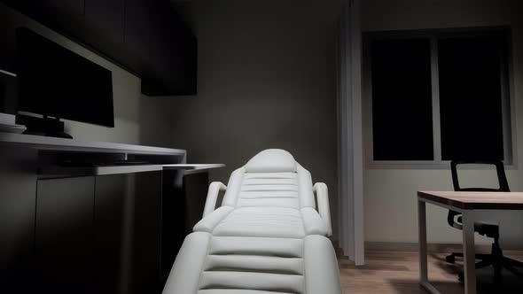 3D Rendering interior .Isolated empty bed in hospital,