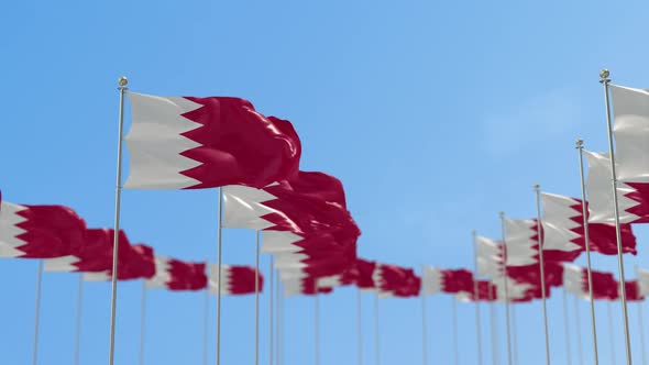 Bahrain Row Of Flags 3D Animation