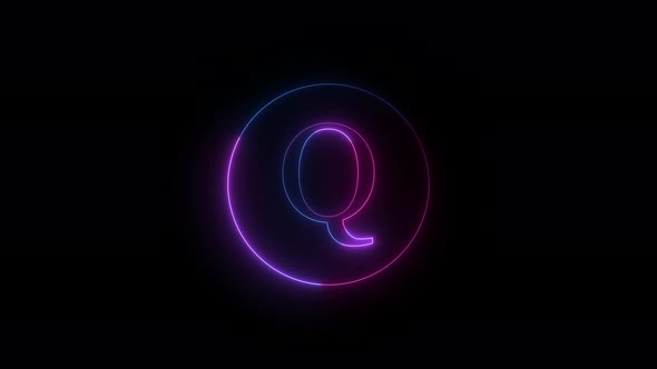 Blue Pink Neon light Q Text Intro Animation