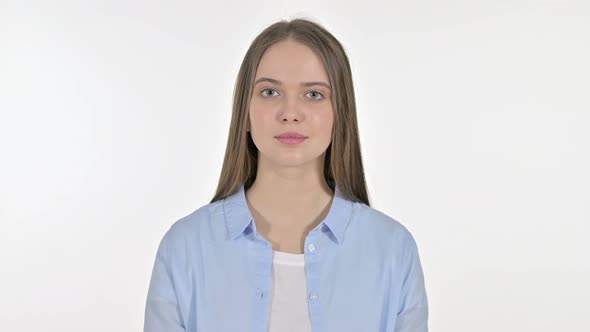 Portrait of Beautiful Young Woman Looking at the Camera