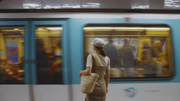 Young girl at the subway station