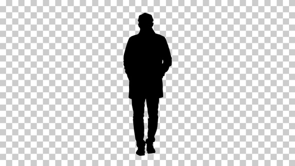 Silhouette man walking, Alpha Channel