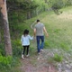 Aerial Shot of a Pair of Young People Walking Along a Forest Path - VideoHive Item for Sale