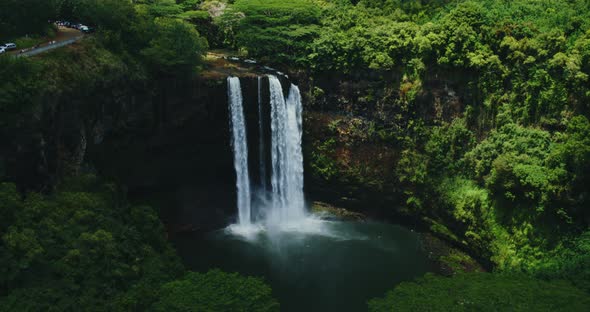 Aerial View of Wailua Falls on Kauai