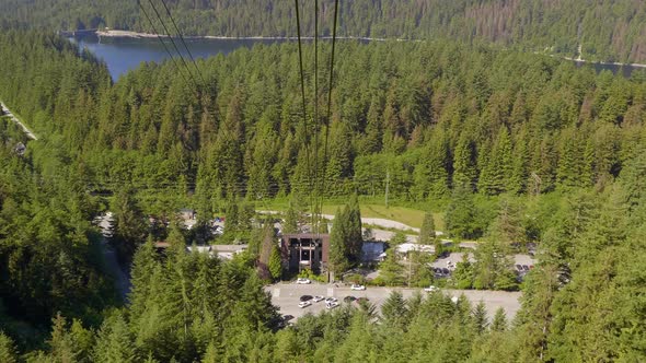 View Of Forested Grouse Mountains From A Moving Cable Car At North Vancouver, BC Canada. - POV