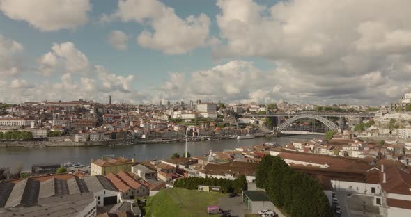 Above wine cellars in the heart of the historic area of Vila Nova de Gaia, with a view to Douro rive