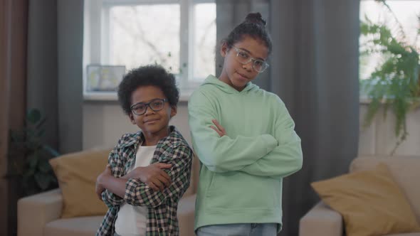Portrait Of Afro Siblings In Glasses alt