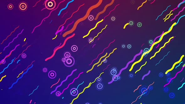 Coloured Wave Lines And Circles