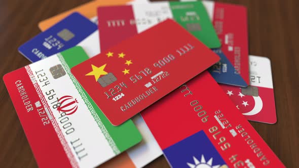 Emphasized Bank Card with Flag of China