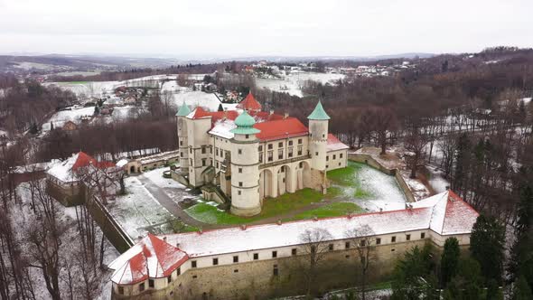 View From the Height of the Castle in Nowy Wisnicz in Winter Poland