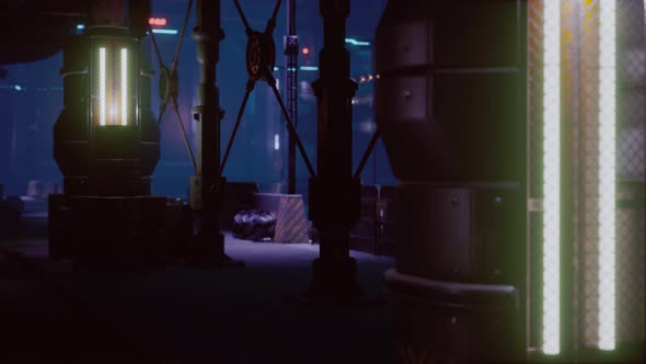 Neon Lights of Futuristic Sci Fi City alt