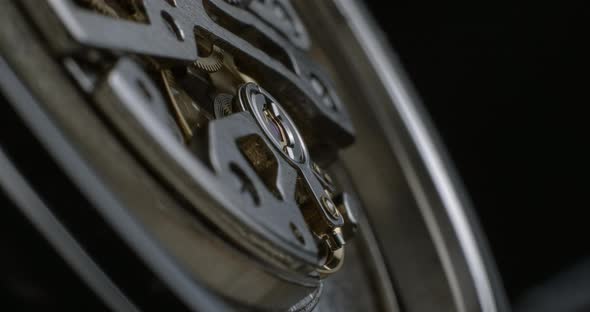 Watch tourbillon rotating macro slowmotion