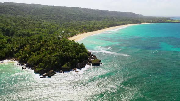 Scenic shot of the coasts of the province Maria Trinidad Sanchez, in the Dominican Republic, on a su