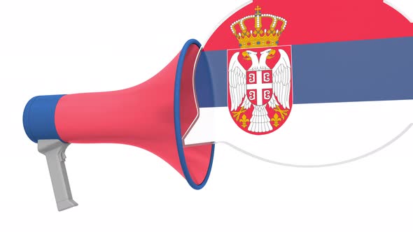 Loudspeaker and Flag of Serbia on the Speech Bubble