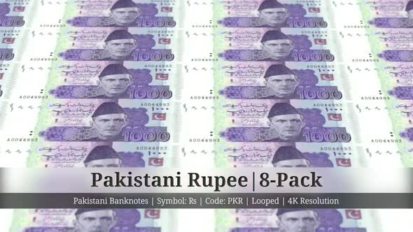 Pakistani Rupee | Pakistan Currency - 8 Pack | 4K Resolution | Looped