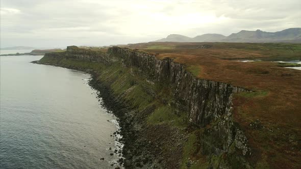Pedestal Down of Cliffs and Bay Near Neist Point in Skye Scotland