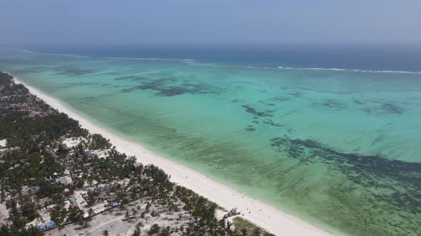 Aerial View of the Beach on Zanzibar Island Tanzania Slow Motion