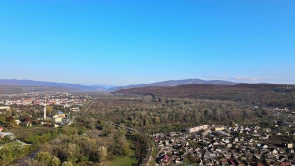 Panorama View From Old City Uzhgorod of Roof Historic in Transcarpathia Sunny Day