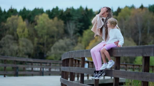 Girl with Her Mom Mother with Daughter Spends Time Together