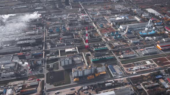 Air View. The Chemical Industry. A Well-cleaned Cluster with Many Polluting Industries.