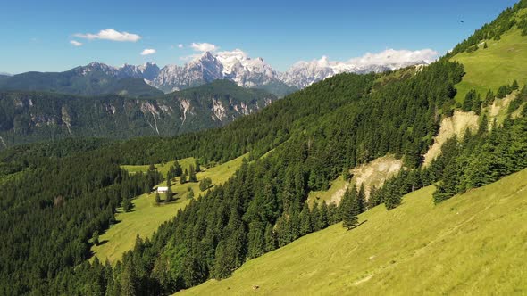 Mountains and hills on a summer day