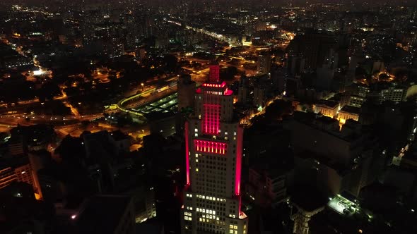 Night scape downtown Sao Paulo Brazil. Night city landscape of downtown district