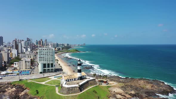 Famous Lighthouse at brazilian northeast. Salvador Bahia Brazil.