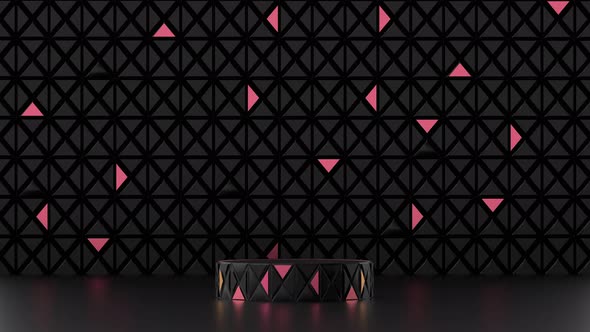 Elegant podium with a black background of triangles