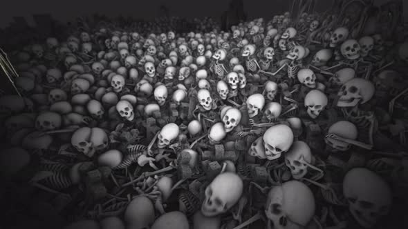 4K Crowd of crawling skeletons