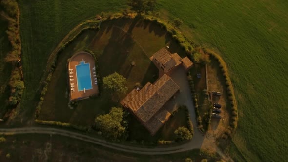 Aerial Shot of A Holiday House in Tuscany