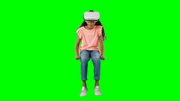 Girl using virtual reality headset 4k