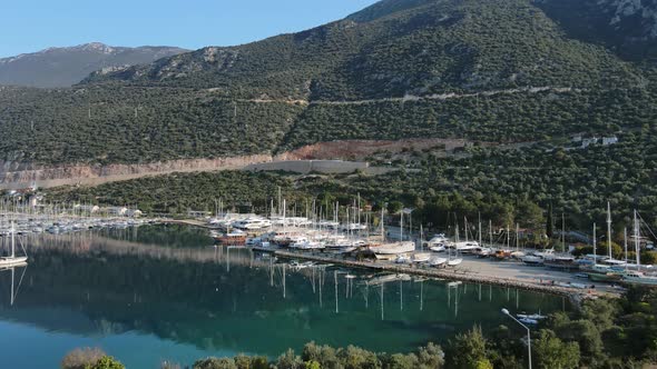 Yacht club with yachts docked in marine bay