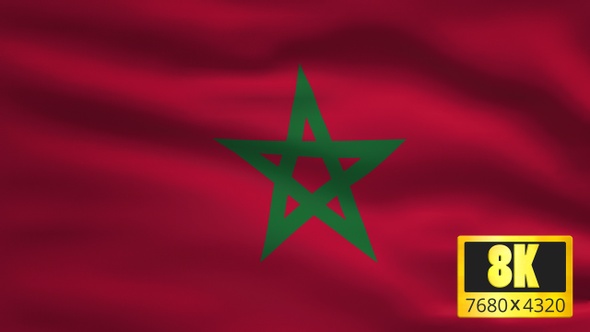 8K Morocco Windy Flag Background