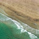 Aerial vertical View on the tropical sand Beach with Splashing Sea Waves - VideoHive Item for Sale