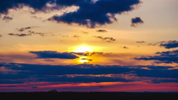 Majestic Timelapse of Dramatic Red Sunset Sky Over the Horizon Amazing Sunset