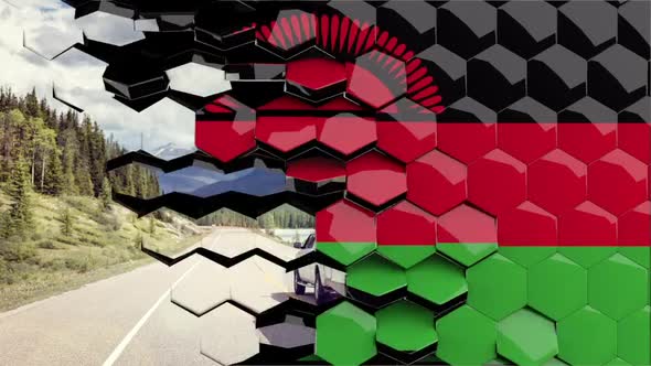 Malawi Flag Hexagon Transition - 4K Resolution