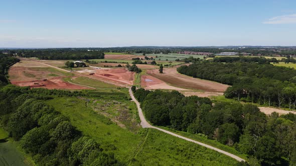 Land being prepared for HS2 high speed railway construction. Warwickshire countryside, England. Arie