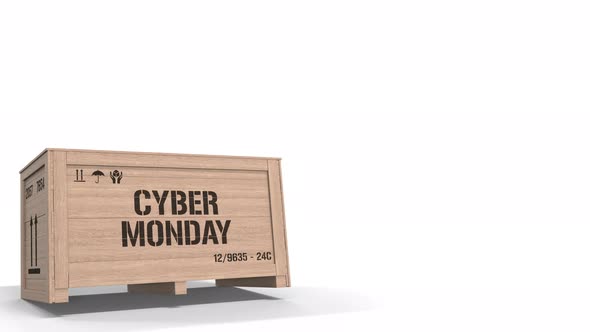 Crate with CYBER MONDAY Text alt