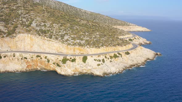 Aerial Landscape of Coastline and a Road Seascape in Antalya Turkey