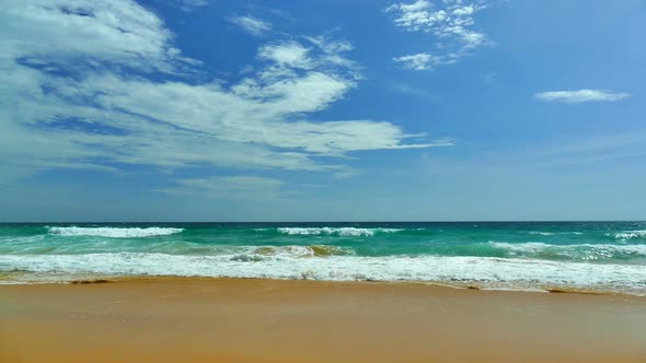 Beautiful tropical beach sea ocean with blue sky and white cloud