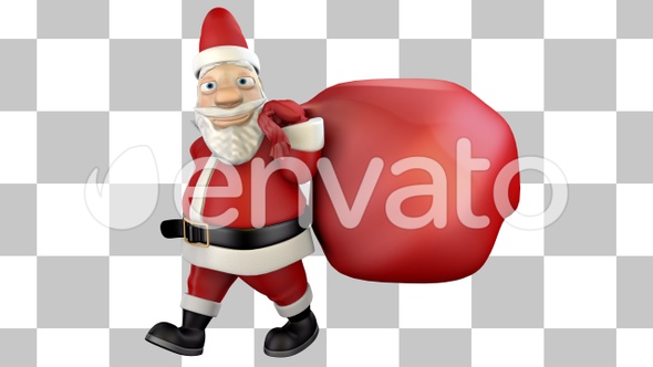 Santa Claus walking with bag v3