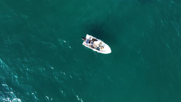 Fishing Near The Shore Sea Aerial View 4 K