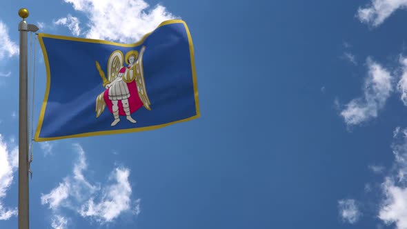 Kiev City Flag (Ukraine) On Flagpole